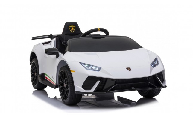 Auto Macchina Elettrica per Bambini 12V Lamborghini Huracán Bianca con Telecomando Porte apribili Led e suoni Mp3