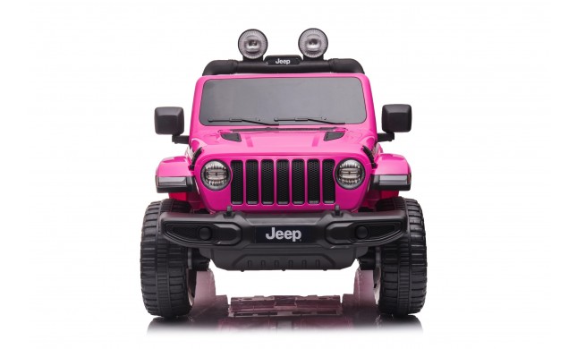 Auto Macchina Elettrica Jeep Wrangler Rubicon 12V per Bambini porte apribili Con telecomando Full accessori (Rosa)