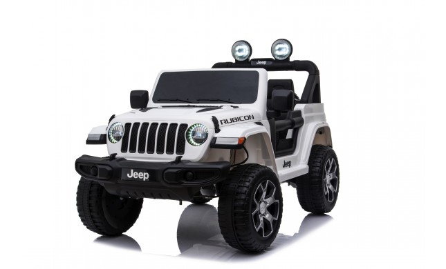 Auto Macchina Elettrica Jeep Wrangler Rubicon 12V per Bambini porte apribili Con telecomando Full accessori (Bianca)