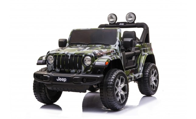 Auto Macchina Elettrica Jeep Wrangler Rubicon Militare 12V per Bambini porte apribili Con telecomando Full accessori (Army)