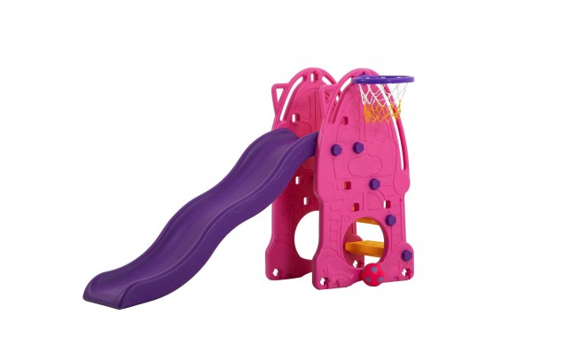 Scivolo Per bambini Esterni Interno Giardino Con Basket Multifunzione H114 X L159 X L77 BabyPink Alta Resistenza Eco-Friendly 