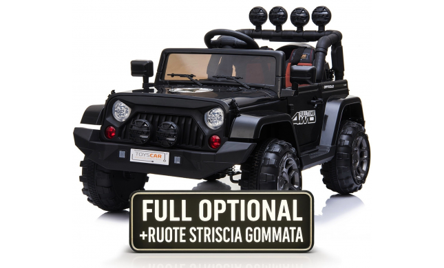 Auto Macchina Elettrica Fuoristrada Adventure per Bambini Nera 12V MP3 Led con Telecomando Full Optional Sedili in Pelle