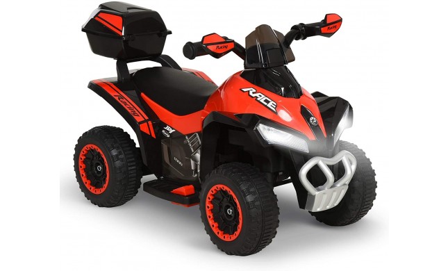 Quad Elettrico Per Bambini Racer Rosso con luci suoni Mp3  bauletto marcia avanti indietro e accellelratore