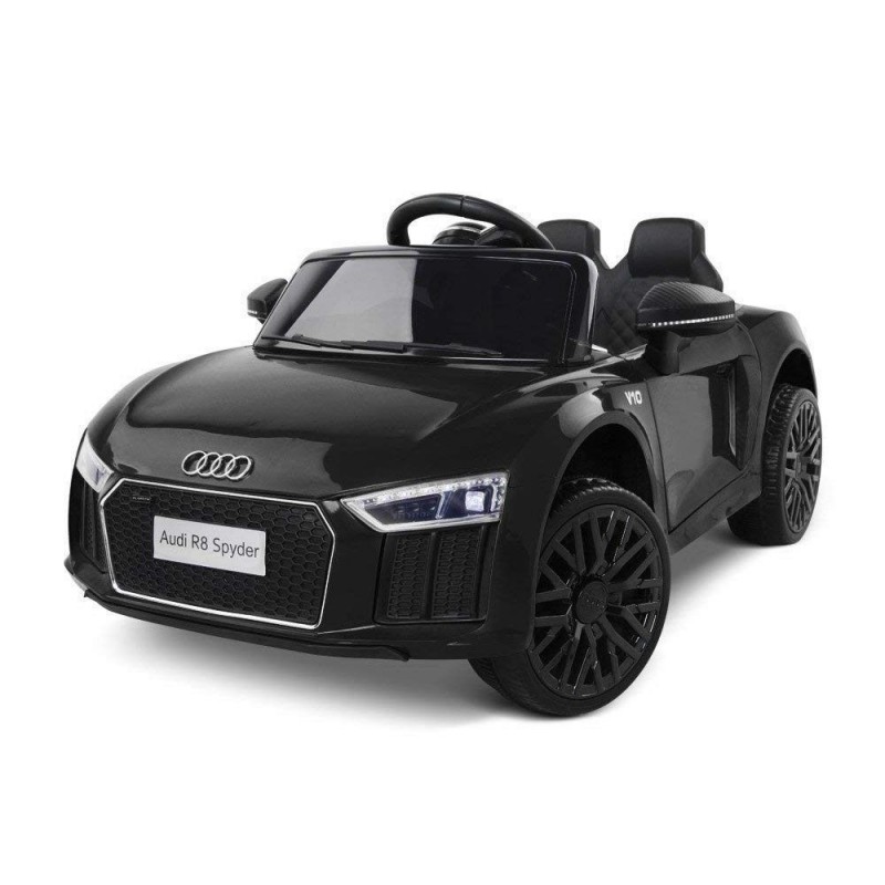Auto Macchina Elettrica 12v R8 Spyder Per Bambini Led Mp3 Con Telecomando Sedile In Pelle Nera Toyscar Hoverboard Macchine Elettriche Eco Scooter